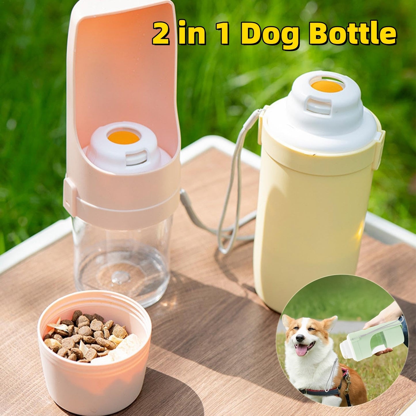 2 In 1 Pet Travel Dog Water Bottle
