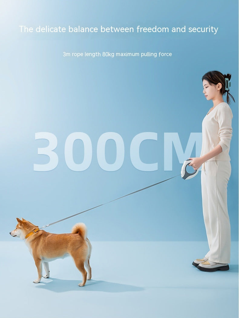 Automatic Retractable Luminous Leash With Ring Light