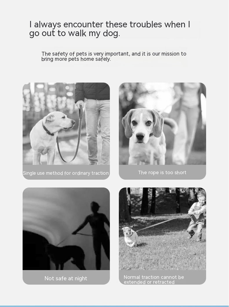 Automatic Retractable Luminous Leash With Ring Light