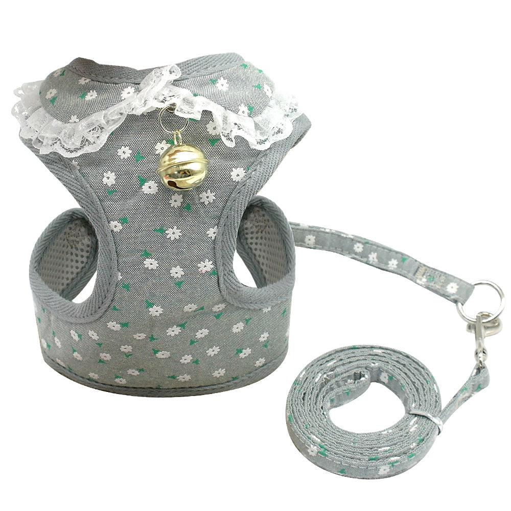 Chest Pink Bell Dog Leash Harness