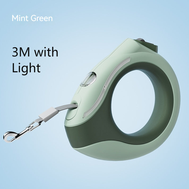 Automatic Retractable Luminous Leash With Ring Light