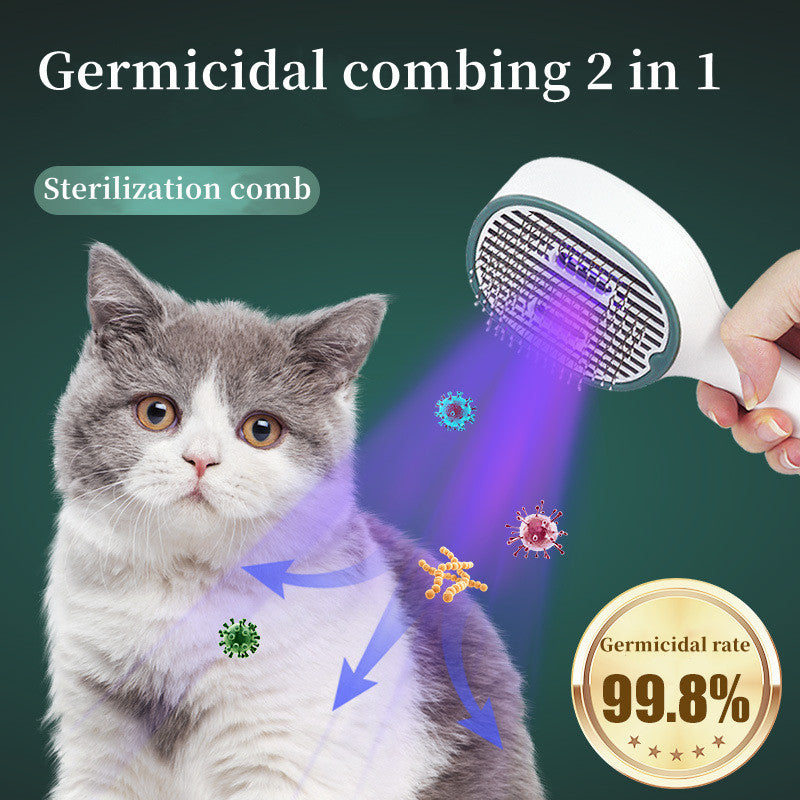UVC Sterilization Cat & Dog Grooming Comb - Self-Cleaning Slicker Brush
